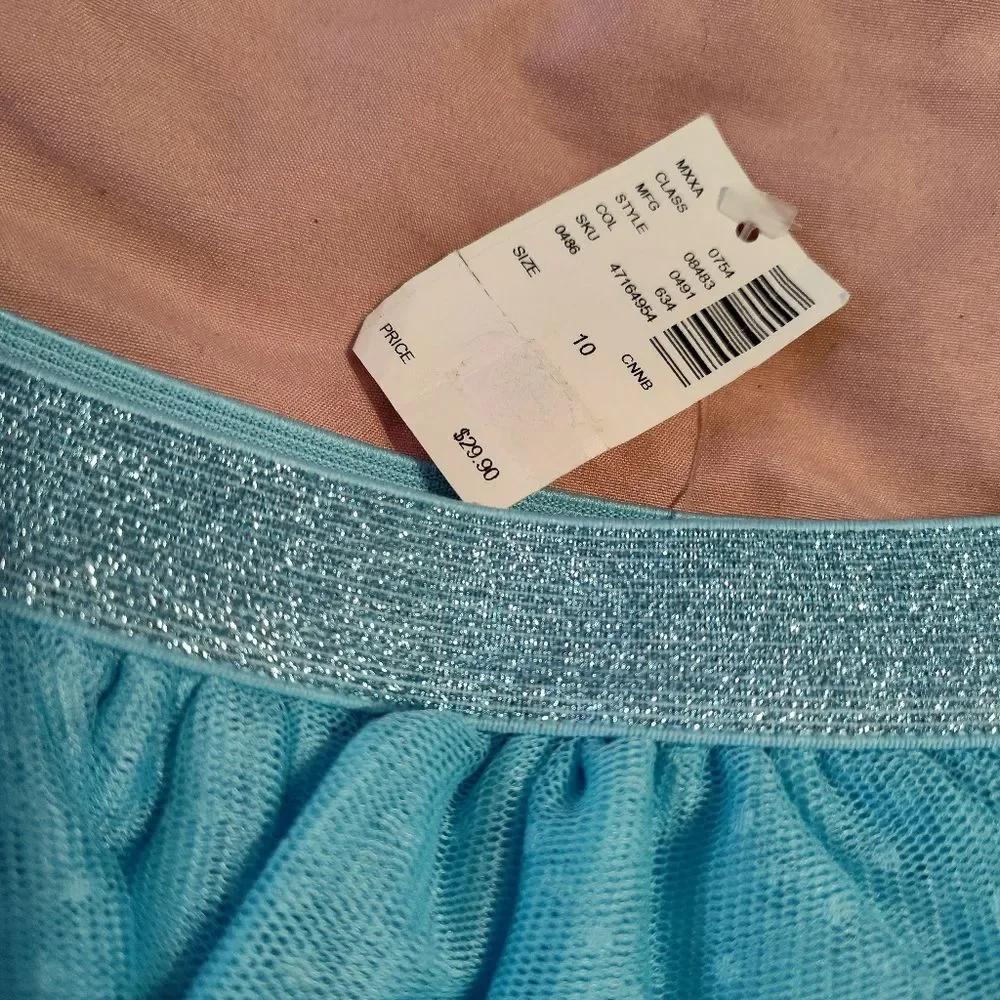 NEW Justice Blue Ruffle Tulle Skort Sparkly Waistband size Girls 10
